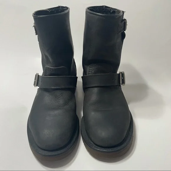 Rare Vintage Dr. Martens Motorcycle Boots Buckles Made in England 5 Black - Picture 2 of 15